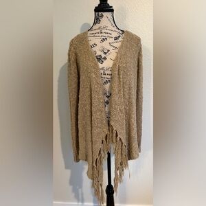 Uniq Women’s Knit Fringe Tan Cardigan